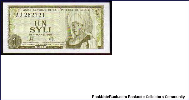 1 Syli
Pk 20 a
^^^^^^^^
L.01-March-1960
^^^^^^^^^^^^^^^ Banknote