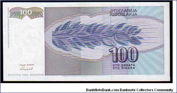 Banknote from Yugoslavia year 1992