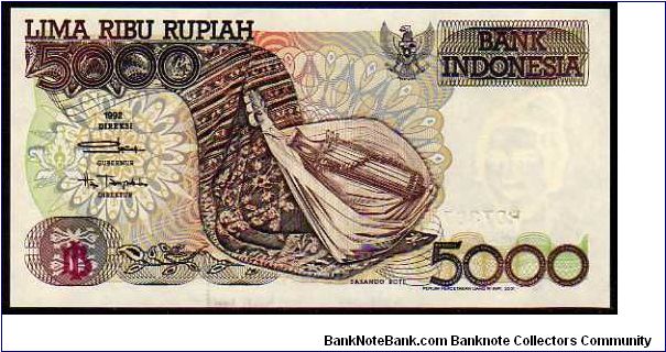 5000 Rupiah
Pk 130j
----------------
1992-2001
---------------- Banknote