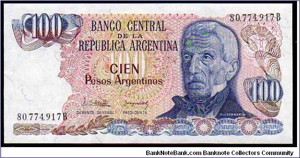 100 Pesos Argentinos__
Pk 315__

1983-1985
 Banknote