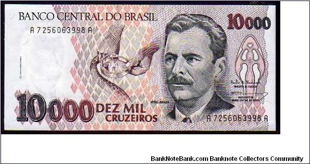 10'000 Cruzeiros__
Pk 233__

1991-1993
 Banknote