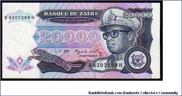 *ZAIRE*
_________________

20'000 Zaires
Pk 39a
----------------- Banknote