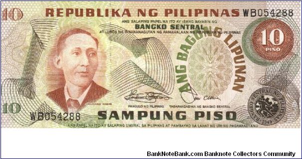 10 Pesos note in series, 1 - 9. I will trade this note with notes I need. Banknote