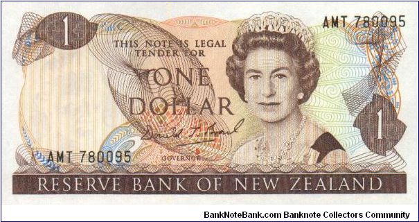 $1; Elizabeth II on front;  Pied Fantail bird on back Banknote