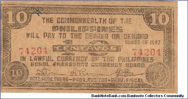 S-131d RARE Bohol 10 centavao note in series, 1 - 3. I will trade this note for notes I need. Banknote