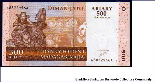 500 Ariary=2500 Francs
Pk 88 Banknote