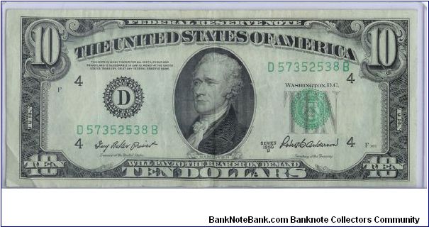 1950 B $10 CLEVELAND FRN Banknote