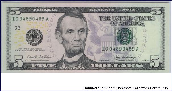 2006 COLORIZED PHILADELPHIA $5
 **REPEATER** Banknote