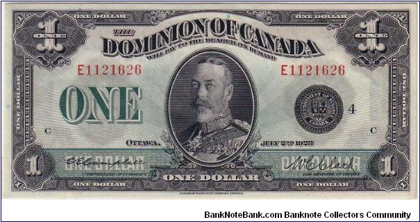 DOMINION OF CANADA-
 ONE DOLLAR FOR GEORGE Banknote