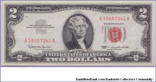 1963 $2 RED SEAL Banknote