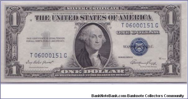 1935 E $1 SILVER CERTIFICATE
3 OF 3 CONSECUTIVE


(GEM SUPER SWEET NOTE) Banknote