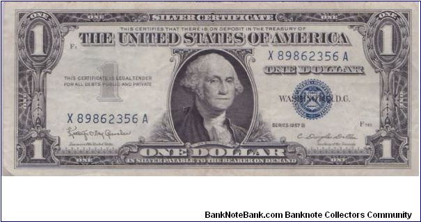1957 B $1 SILVER CERTIFICATE Banknote
