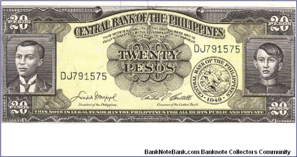 PI-137d English Series 20 Pesos note in series, 2 - 2. Signature group 5. Banknote