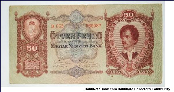 50 pengo 1930 Banknote