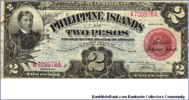 PI-61 RARE Philippine Islands 2 Pesos note. Banknote