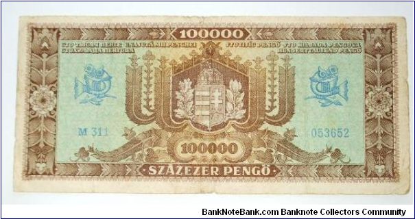 Banknote from Hungary year 1946