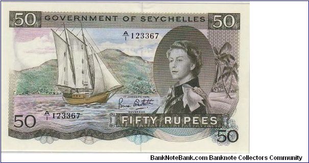 GOVERNMENT OF SEYCHELLES-
 50 RUPEES THE SEX NOTE Banknote