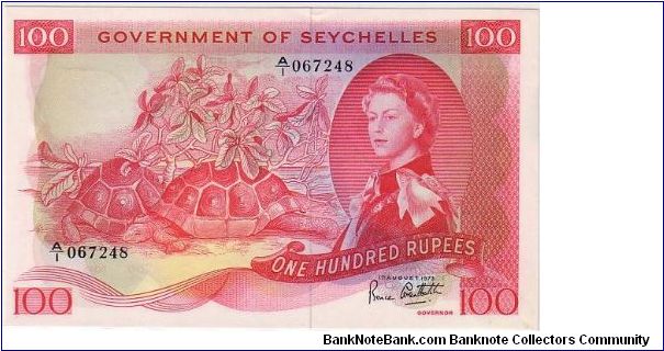 THE GOVERNMENT OF SEYCHELLES-
 100 RUPEES Banknote