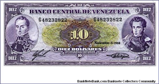 1988
Purple/Green
Simon Bolivar & Antonio Jose de Sucre 
Monument to Battle of Carabobo Banknote