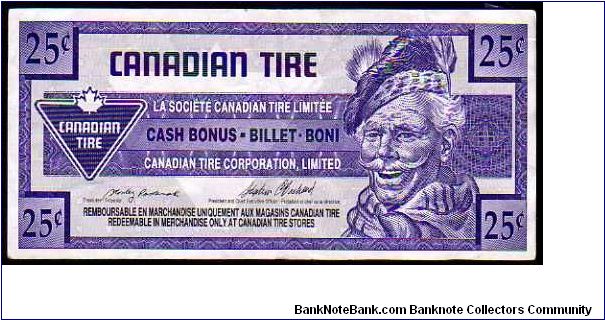 25 Cents__
Pk NL__
Canadian Tire

Coupon Banknote