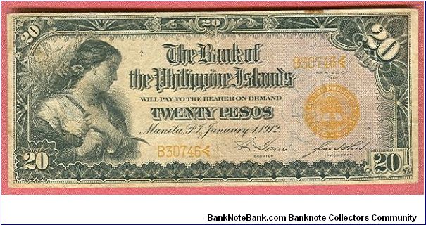 Twenty Pesos Bank of the Philippine Islands P-9a. Banknote