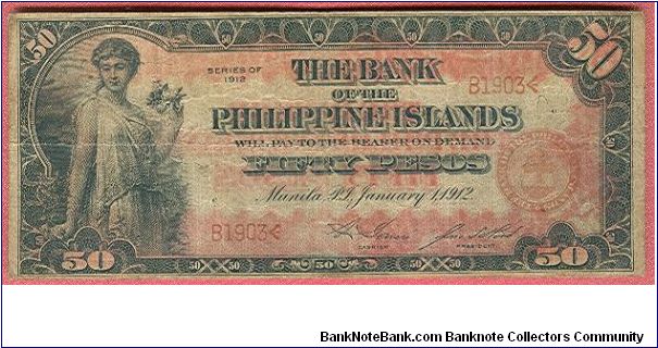 Fifty pesos Bank of the Philippine Islands P-10a. Banknote