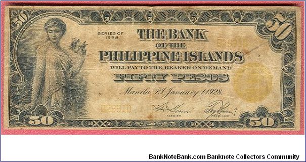 Fifty Pesos Bank of the Philippine Islands P-19. Banknote