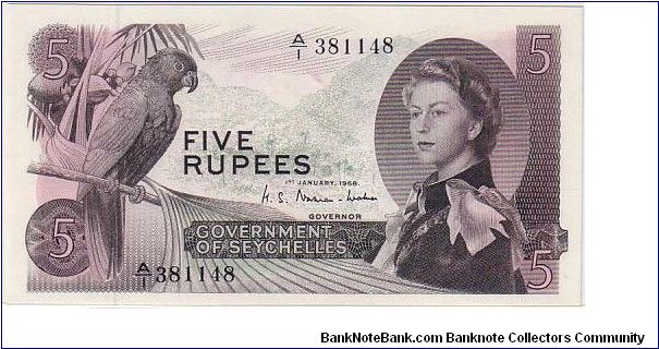 GOVERNMENT OF SRYCHELLE-
 5 RUPEES Banknote