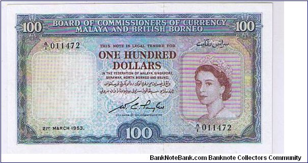 MALAYSIA-
 $100 Banknote