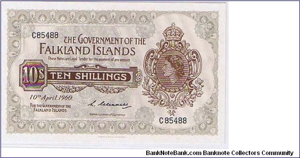 FALKLAND ISLANDS-
 10/- Banknote