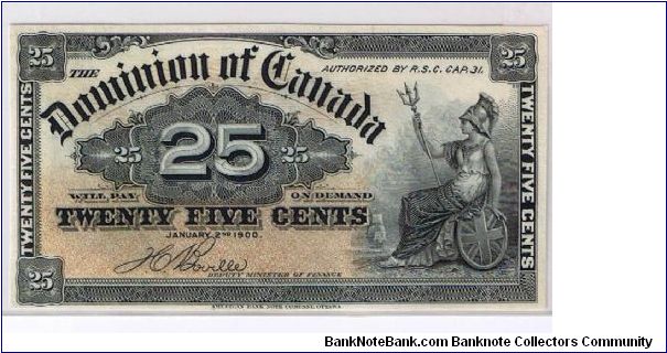 DOMINION OF CANADA-
 25CENTS Banknote