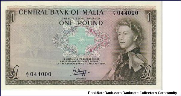 CENTRAL BANK OF MALTA-
 ONE POUND Banknote