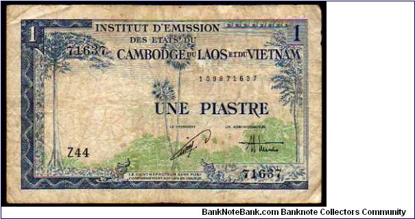 *FRENCH INDOCHINA*
__________________

1 Piastre/Dong
Pk 105
==================
Series -Z-
================== Banknote