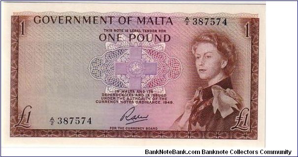 GOVERNMENT OF MALTA-
 ONE POUND Banknote