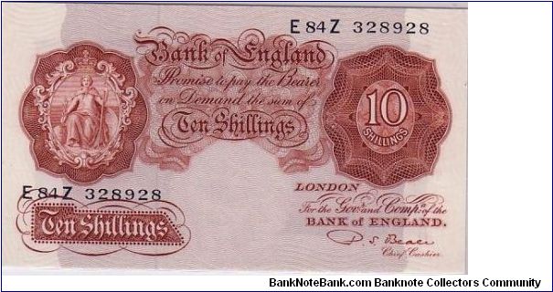 BANK OF ENGLAND=
 10/- Banknote