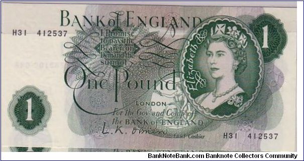 BANK OF ENGLAND-
 ONE POUND Banknote