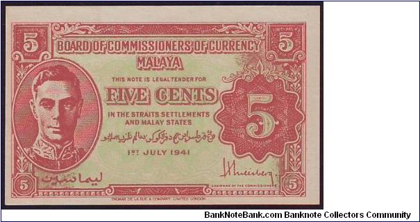 Banknote from Malaysia year 1941