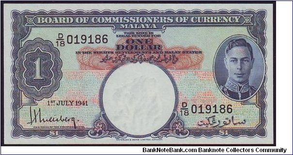 1941 Malaya $1 Banknote