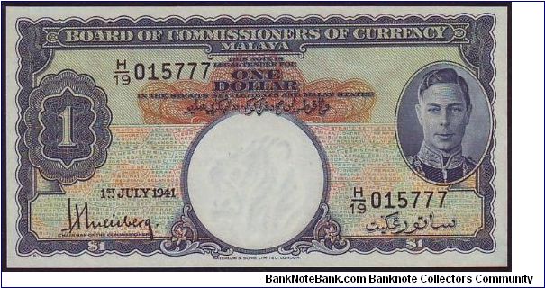 Banknote from Malaysia year 1941