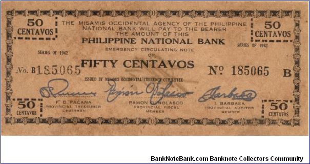 S-576b RARE Misamis Occidental 50 centavos note in series, 1 - 3. Banknote