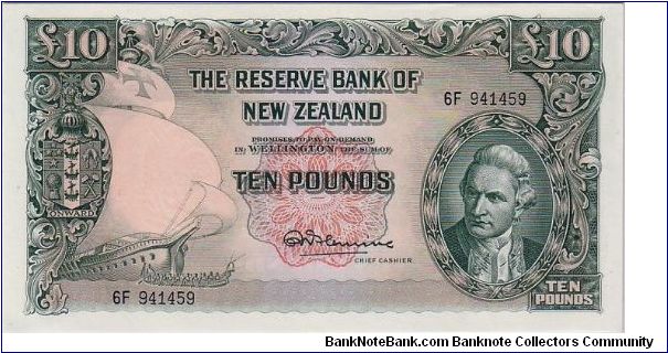 RESERVE BANK OF N.Z.-
 10 POUNDS Banknote