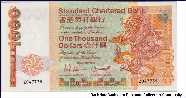 H.K. CHARTERED BANK $1000 ZZ REPLACEMENT  BIGGER THOUSAND. Banknote