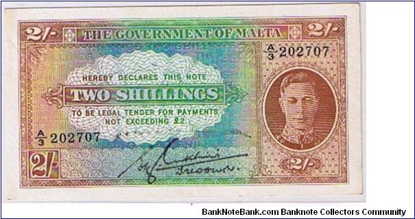 Banknote from Malta year 1944
