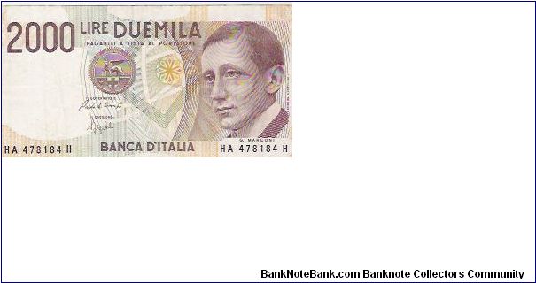 2000 LIRE

HA 478184 H Banknote
