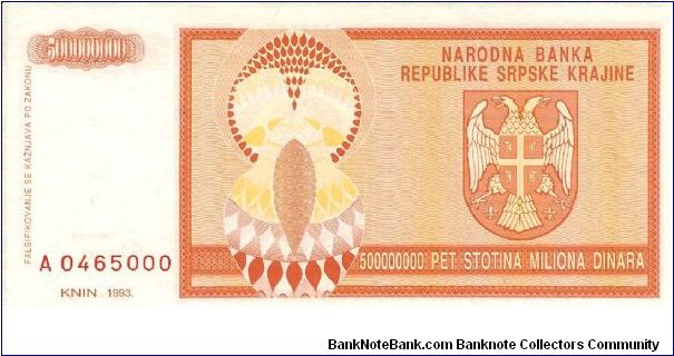 Banknote from Croatia year 1993