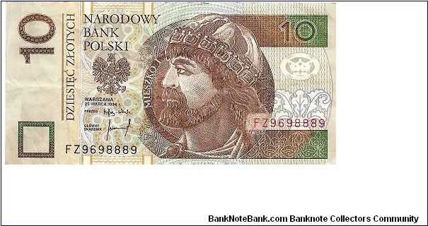 10 zloty; March 25, 1994 Banknote