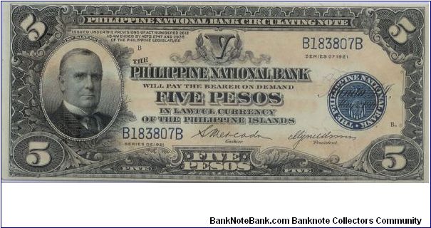 1921 PHILIPPINE NATIONAL BANK CIRCULATING NOTE  *BLUE SEAL* 5 PESO


*SUPER CRISP* BEAUTIFUL PAPER QUALITY Banknote