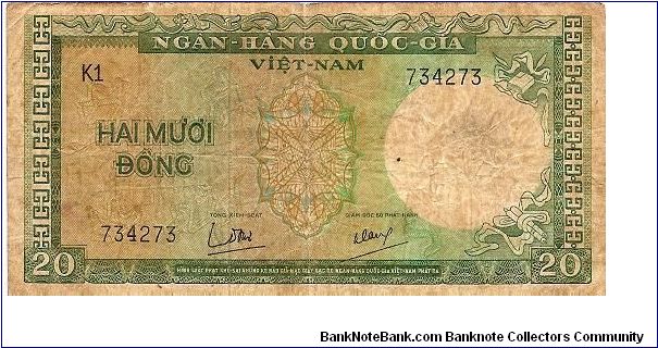 South Vietnam; 20 dong; 1964

Part of the Dragon Collection!  (He's in the watermark) Banknote