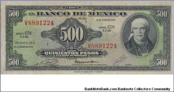 1978 EL BANCO DE MEXICO 500 *QUINIENTOS* PESOS


NICE RED STAMPS ON REVERSE Banknote