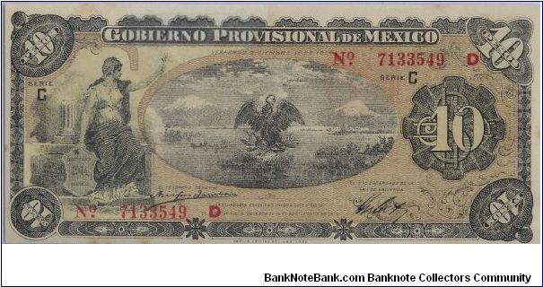 1914 GOBIERNO PROVISIONAL DE MEXICO 10 PESOS


SHARP BLUE AND RED SEAL STAMPS ON REVERSE Banknote